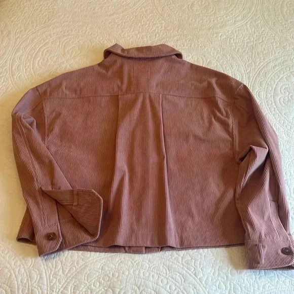Avec Les Filles Corduroy Relaxed Fit Shacket Shirt Crop Jacket Womens Large Pink - Picture 15 of 17